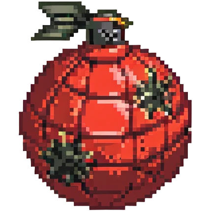 red orb with bomb silhouette, 32x32 pixel art game power-up emoji