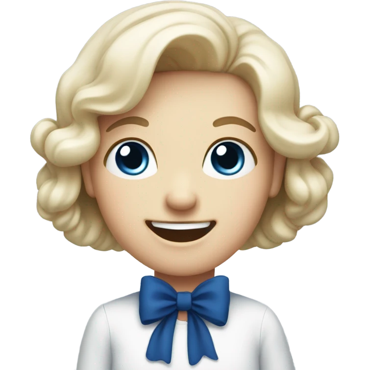 white Cute emoji with dark blue bow emoji