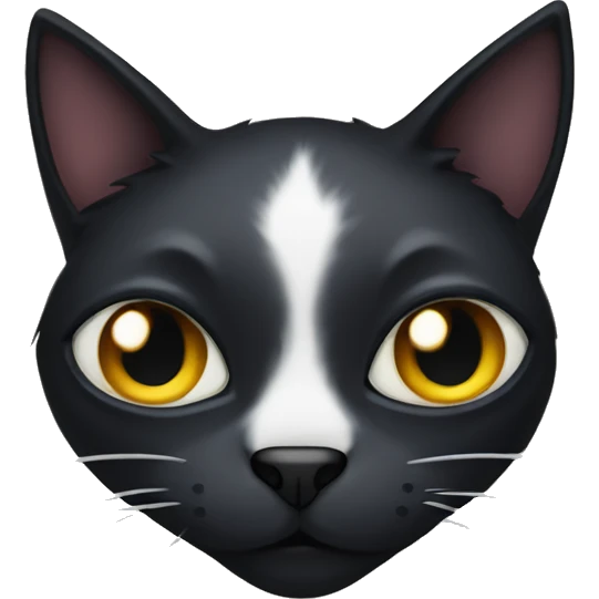 black cat with a large scar across one eye, white specks emoji