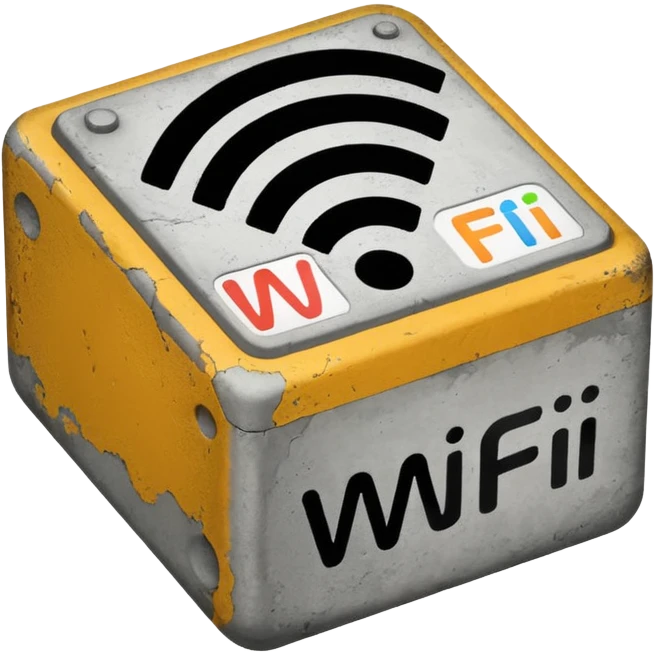 A Block saying "wifi" lying on a street emoji