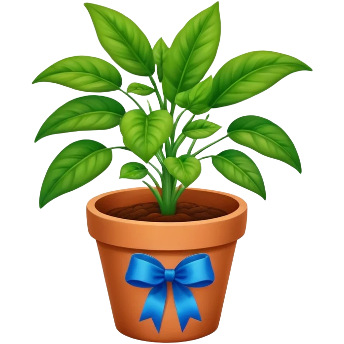 Award-winning plant with blue ribbon in a garden pot emoji