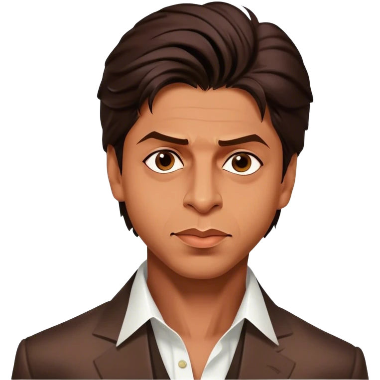Cinematic Realistic portrait of Shah Rukh Khan, portrayed as a charismatic film star with expressive features and stylish contemporary attire, rendered in rich, dynamic lighting that captures his magnetic presence emoji