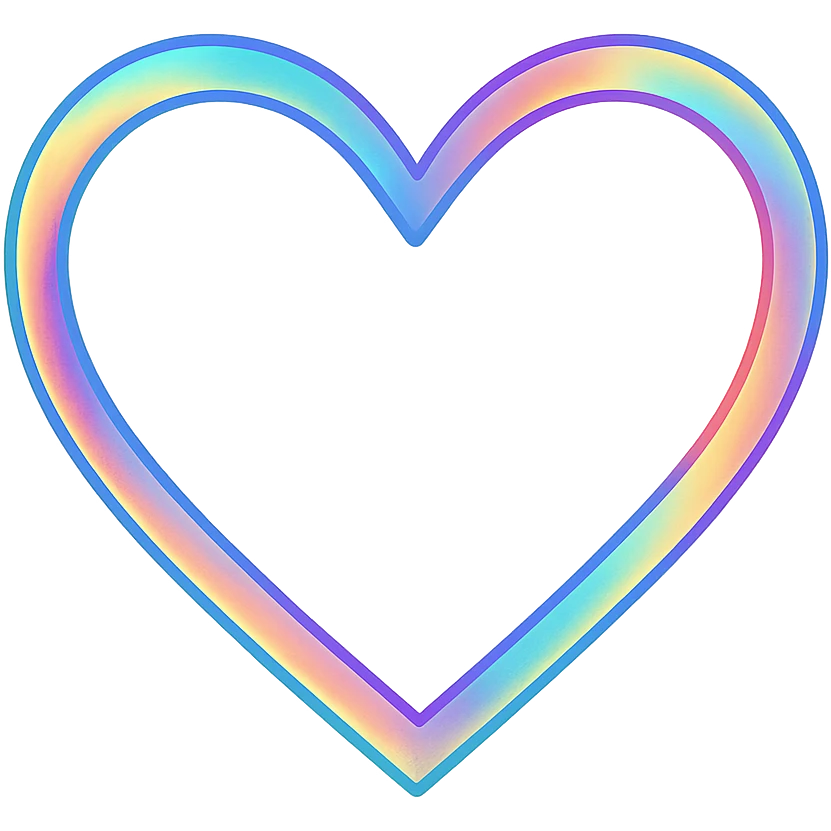 heart with a holographic rainbow border, clean digital illustration emoji