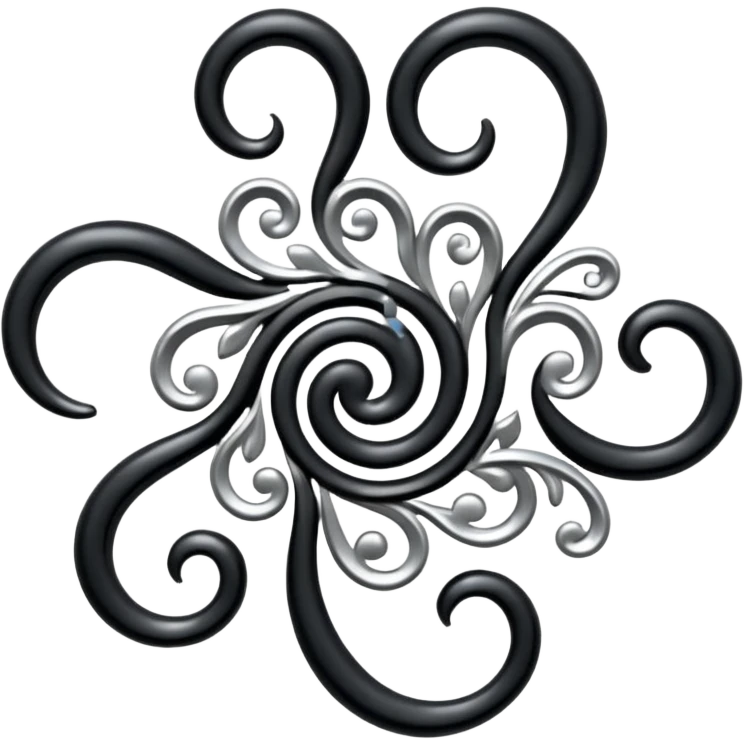 Black and silver filigree, 3D, extremely detailed design emoji