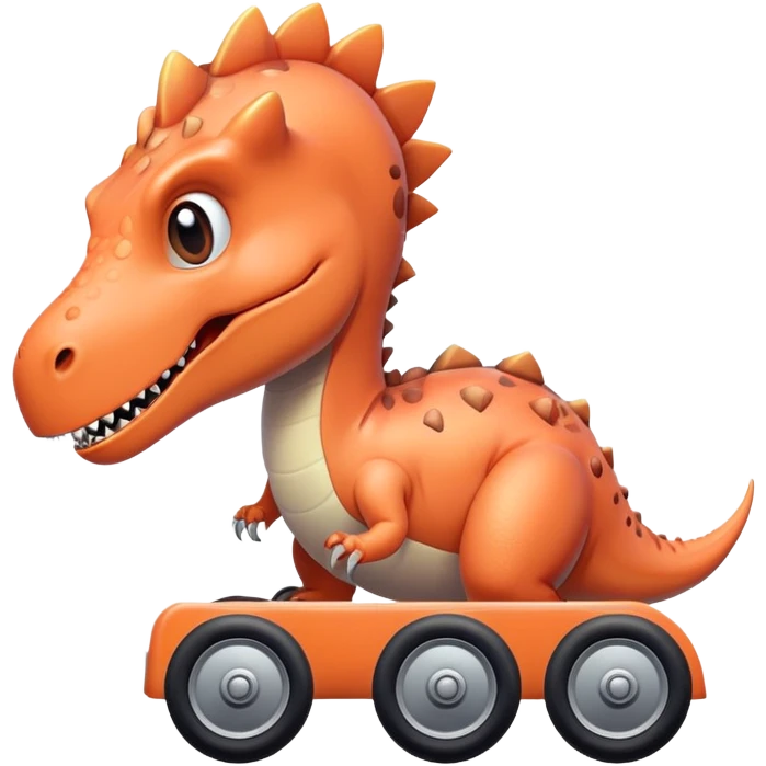 a dinosaur head on wheels that is peach colored emoji