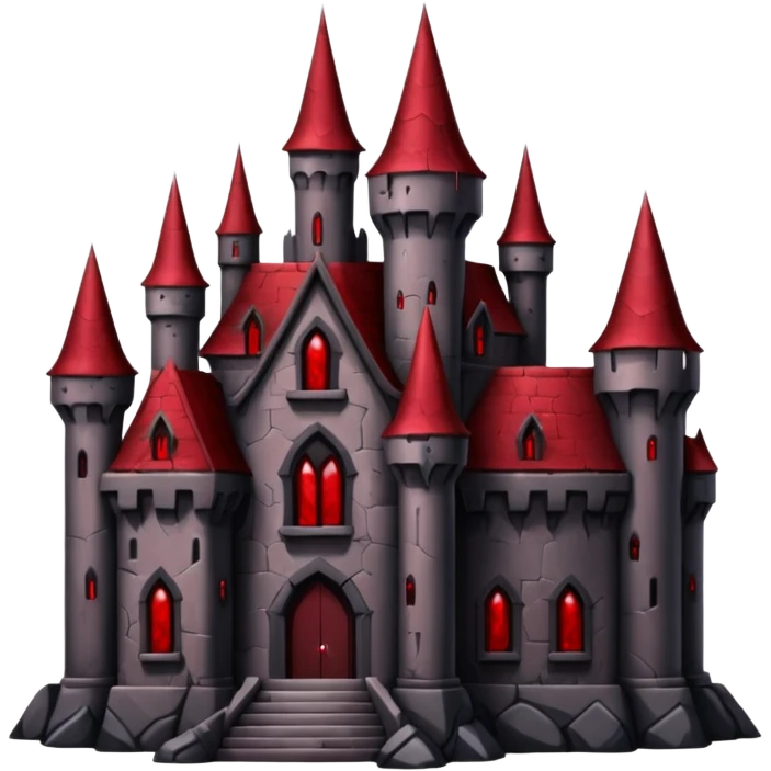 Dark Vampire Castle with the colors dark red and black, the castle should have dark red eys in the stones emoji