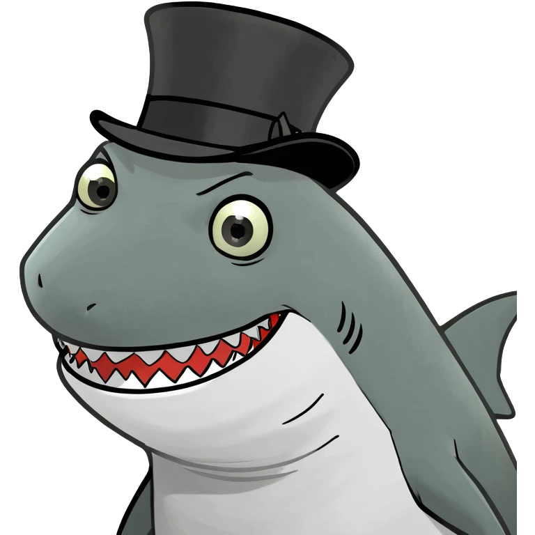 Shark with a top hat emoji