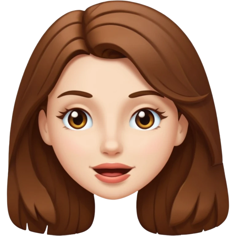 white girl with long brown hair, winking emoji