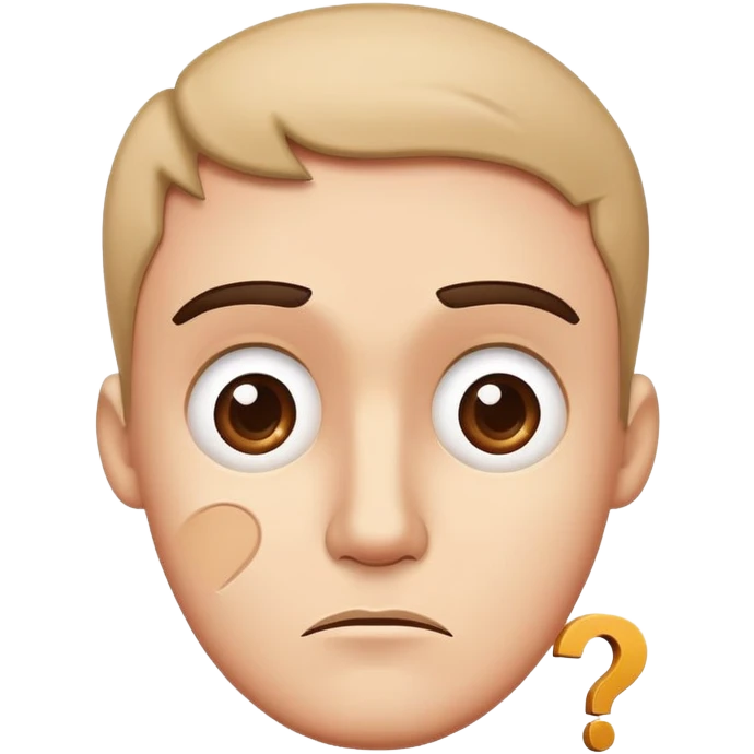 puzzled face with raised eyebrow and question mark emoji