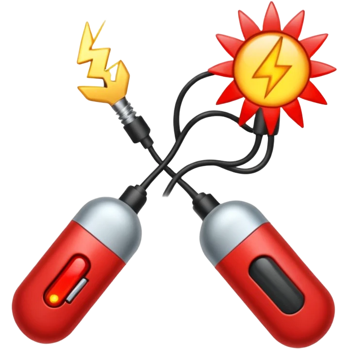 Rayos, electricidad, centellas con expresiones de alegría color rojo emoji