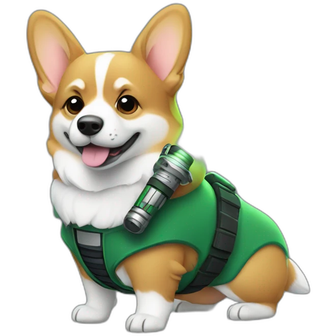 Corgi light saber green emoji