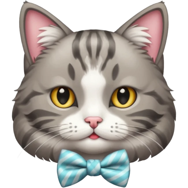 Um gato com lacinho roda emoji