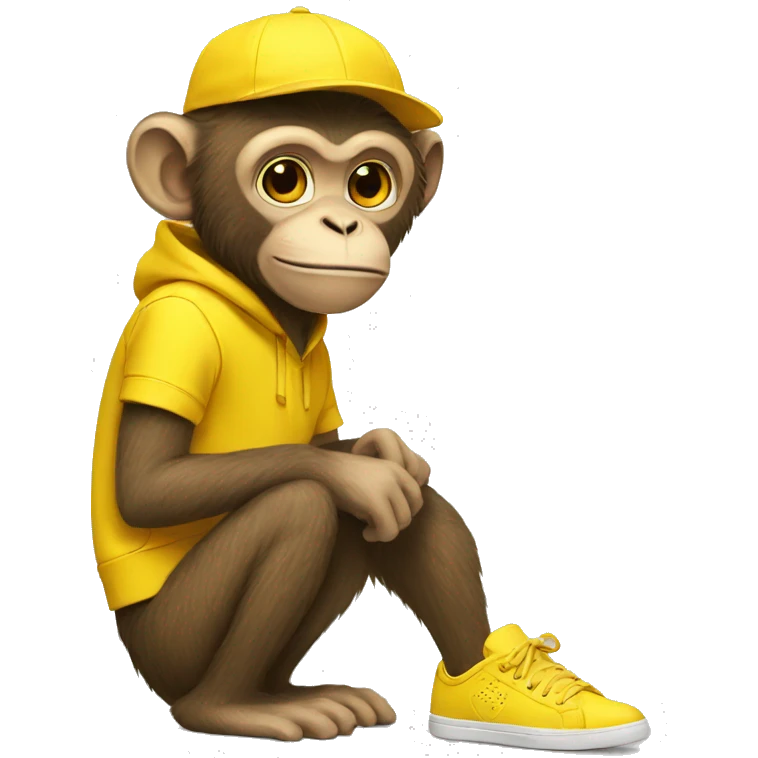A monkey wearing yellow clothes with a yellow sneaker emoji