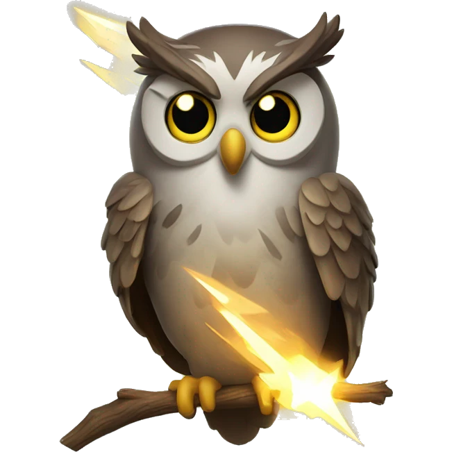 owl with lighting strike emoji