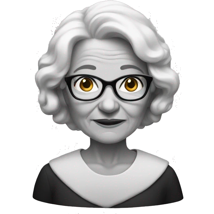 Portrait of a grandma with shoulder length hair in black and white  emoji