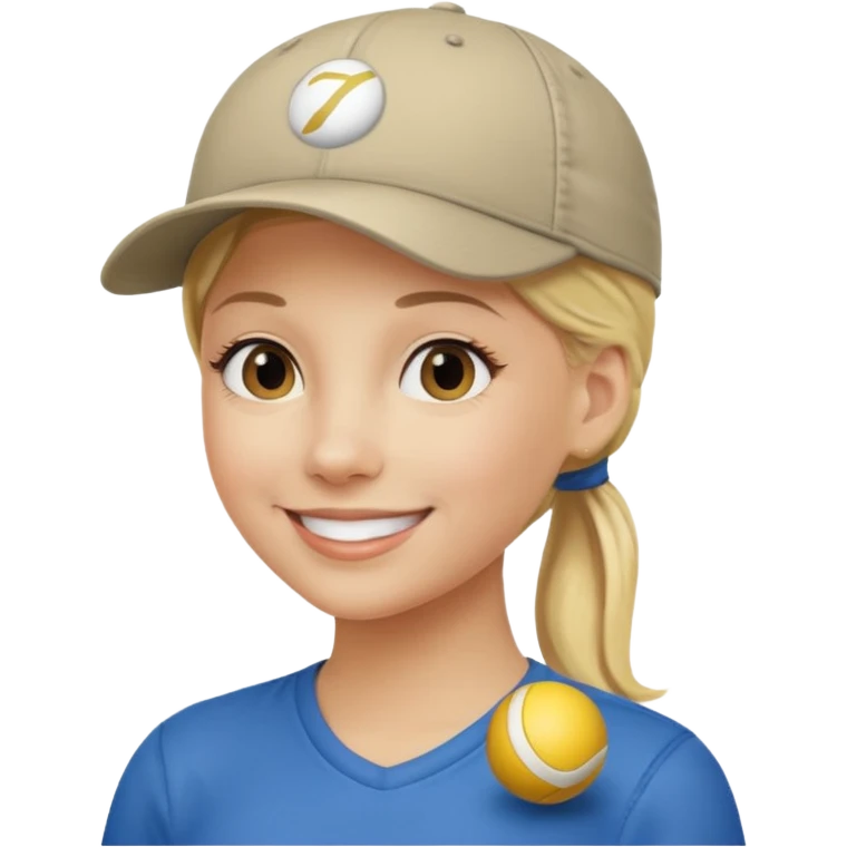 blond woman, pony tail, ball cap emoji