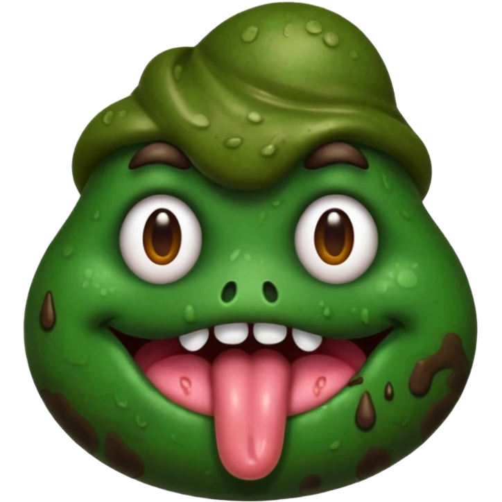 dark green poop sticking tongue out  emoji