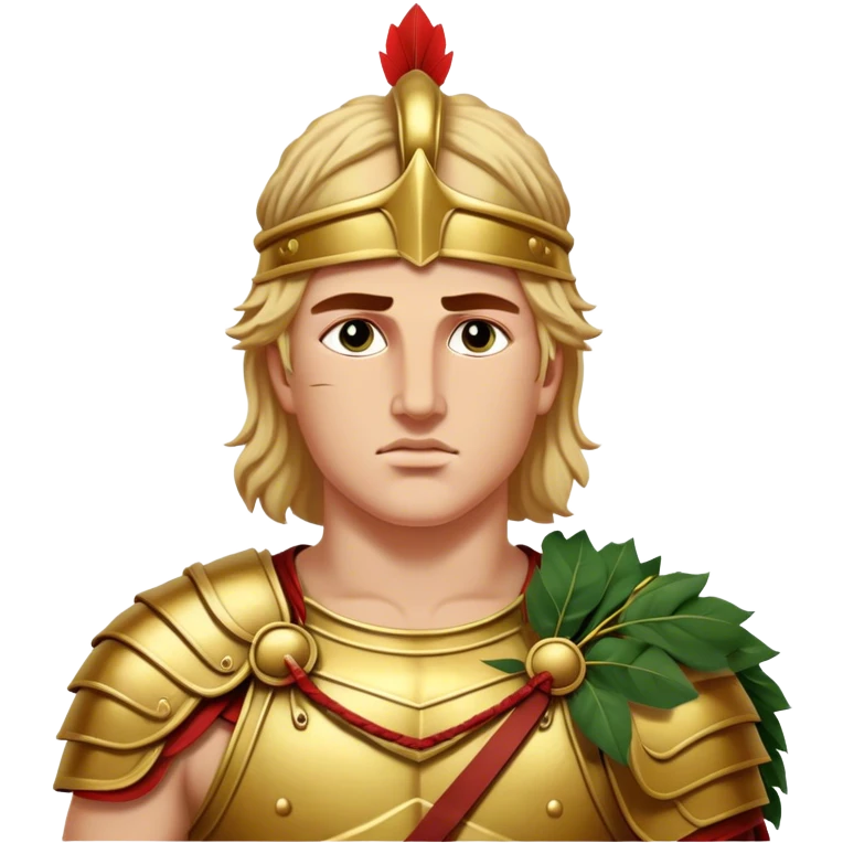 Cinematic Realistic portrait of Alexander the Great, depicted with photorealistic detail as a commanding historical conqueror, featuring sharp, lifelike facial features, meticulously rendered ancient Macedonian armor, and a laurel wreath, illuminated by natural, dramatic lighting that highlights his youthful determination and legendary presence. emoji