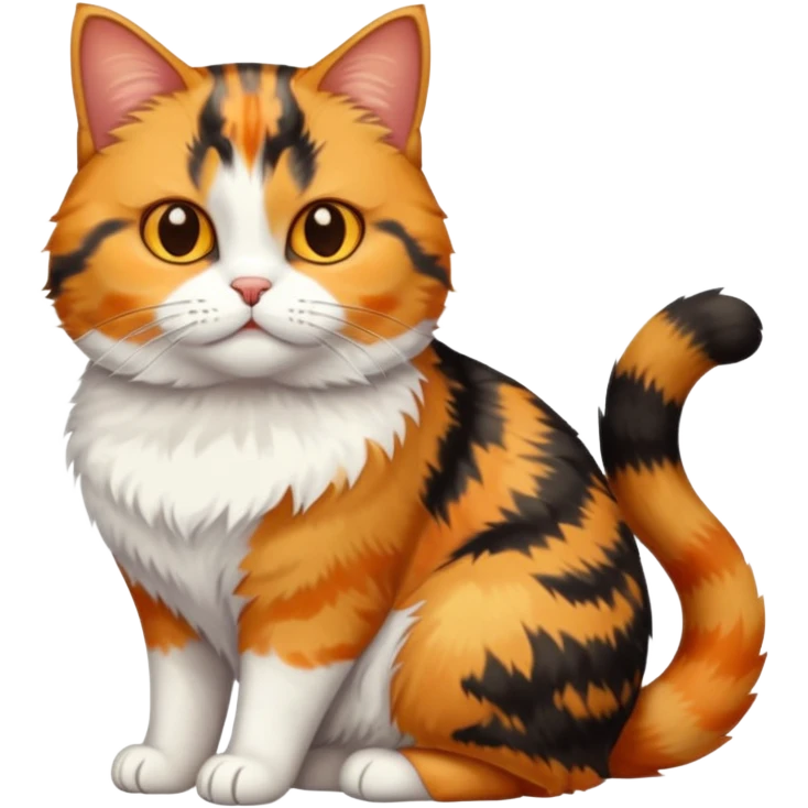 full body calico tabby cat with tiny head and fat body emoji