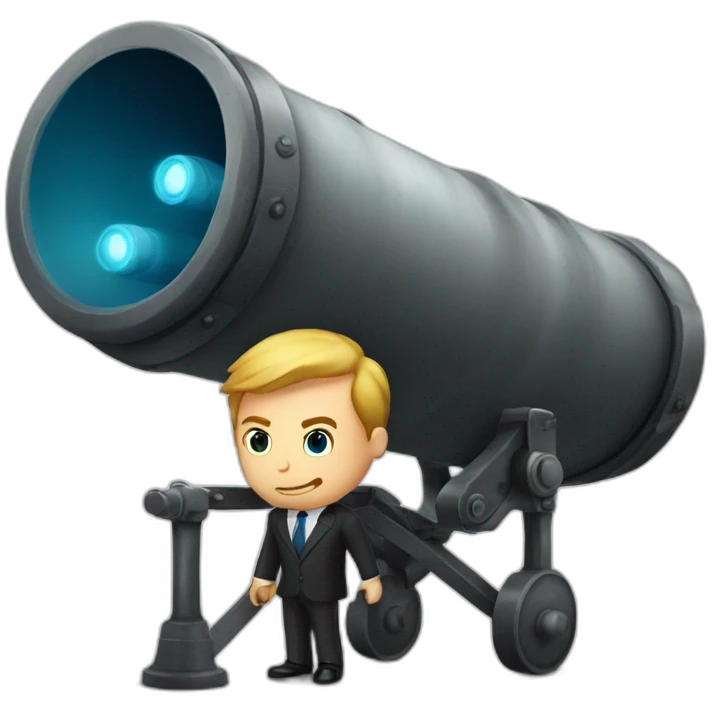 Business man shot out of a giant cannon emoji