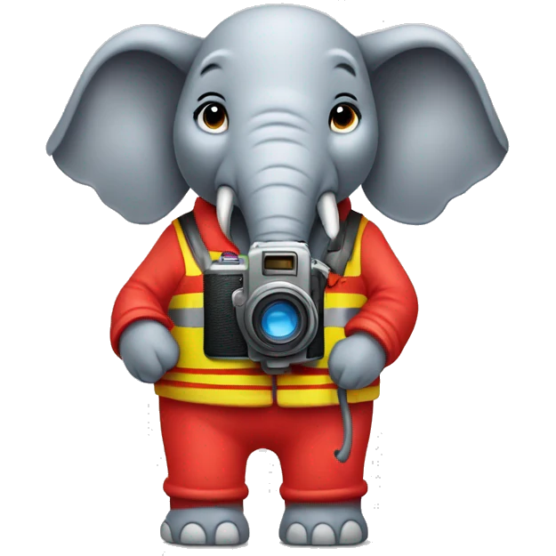 elephant standing with a fire hydrant and camera  emoji
