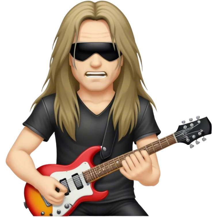 Heavy metal guitarist with hair over his face  emoji