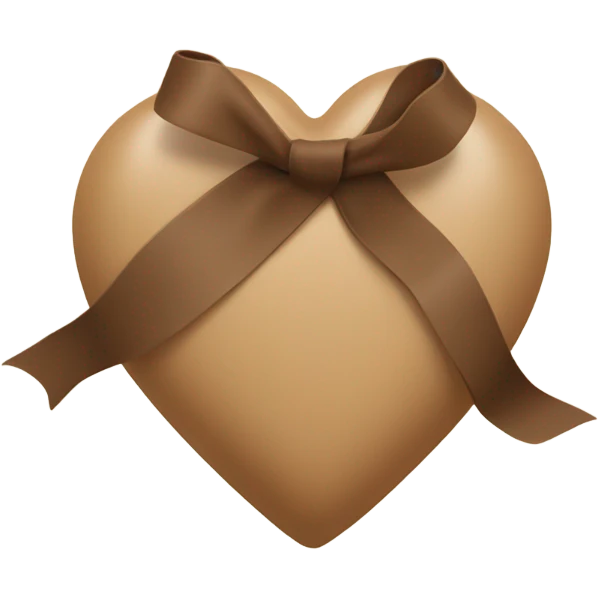 A beige heart wrapped in a thick brown ribbon. Plump. No face. Simple. emoji
