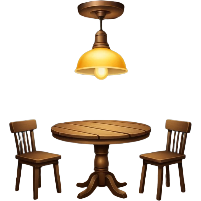 A dark room  with old table and over light  emoji