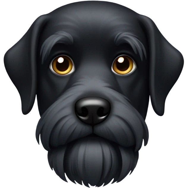 black dog with beard with white hairs emoji