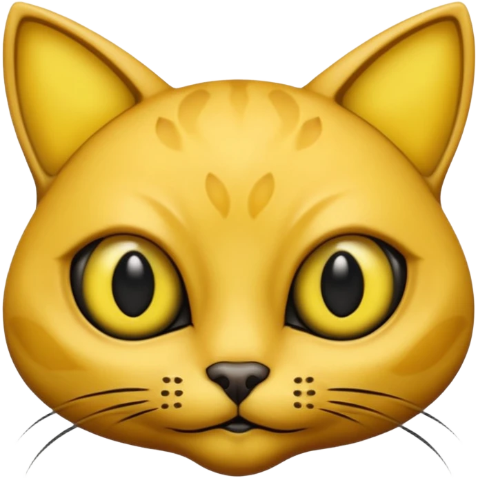 furless dark yellow alien cat face with ailen eyes emoji