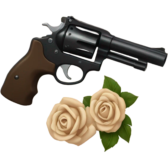 black revolver with beige rose emoji