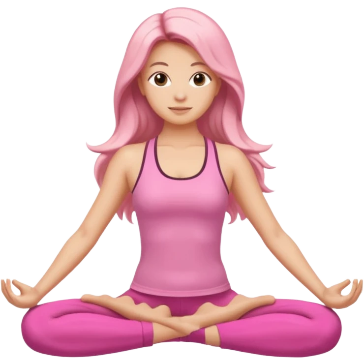 Pose de yoga cabello suelto, rosa emoji
