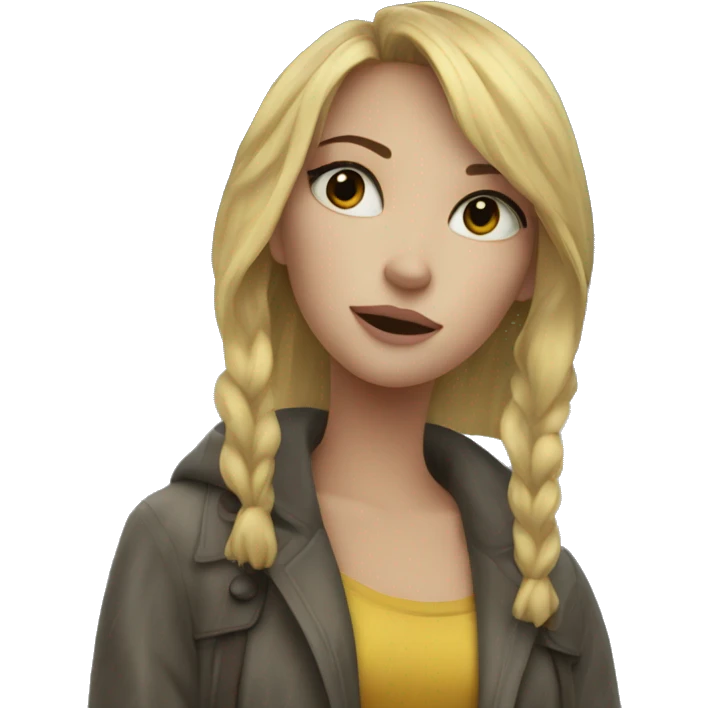 Aesthetic blonde girl in the rain with umbrella  emoji