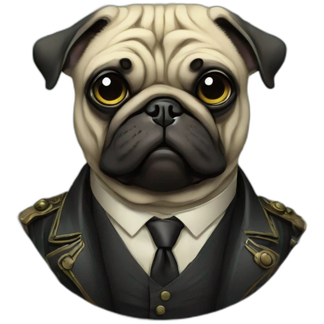 A cyberpunk pug in Art Nouveau style during 1910 emoji