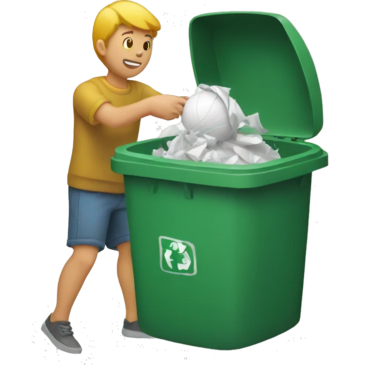Throwing a crushed paper ball into a trash can emoji