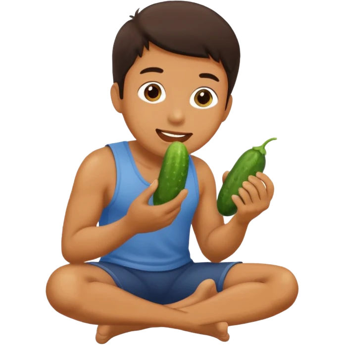 A man on his knees eating a cucumber emoji