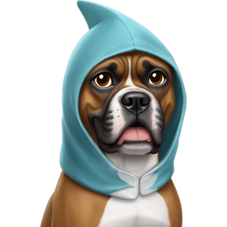 Boxer dog in a shark costume emoji