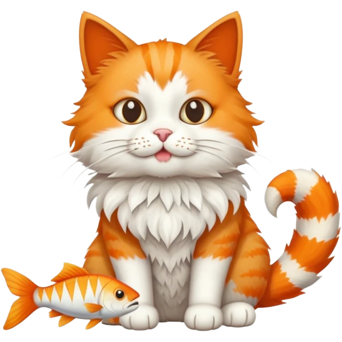 cat full body sitting with fish bones in mouth emoji