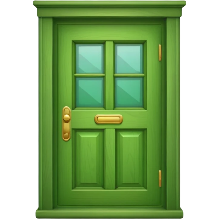 A simple green door emoji in the style of Apple emoji with a handle and a window. emoji