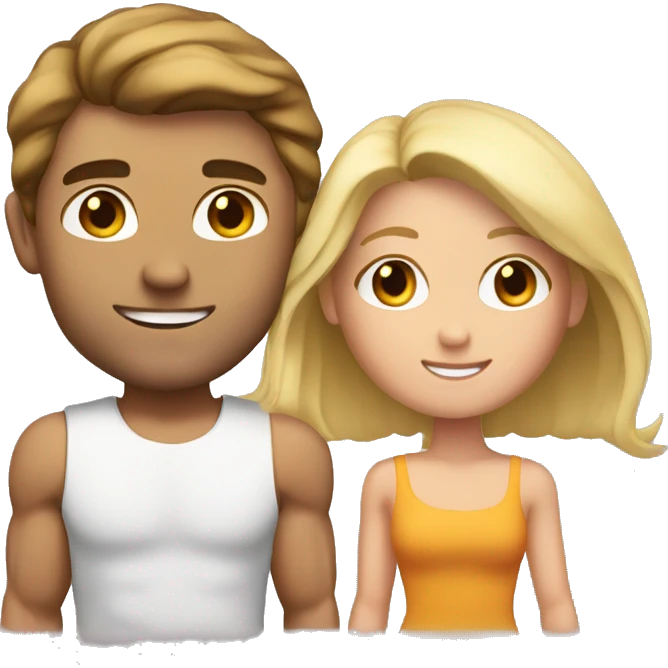 A couple. The guy is very muscular with brown hair and the girl has long blonde hair  emoji