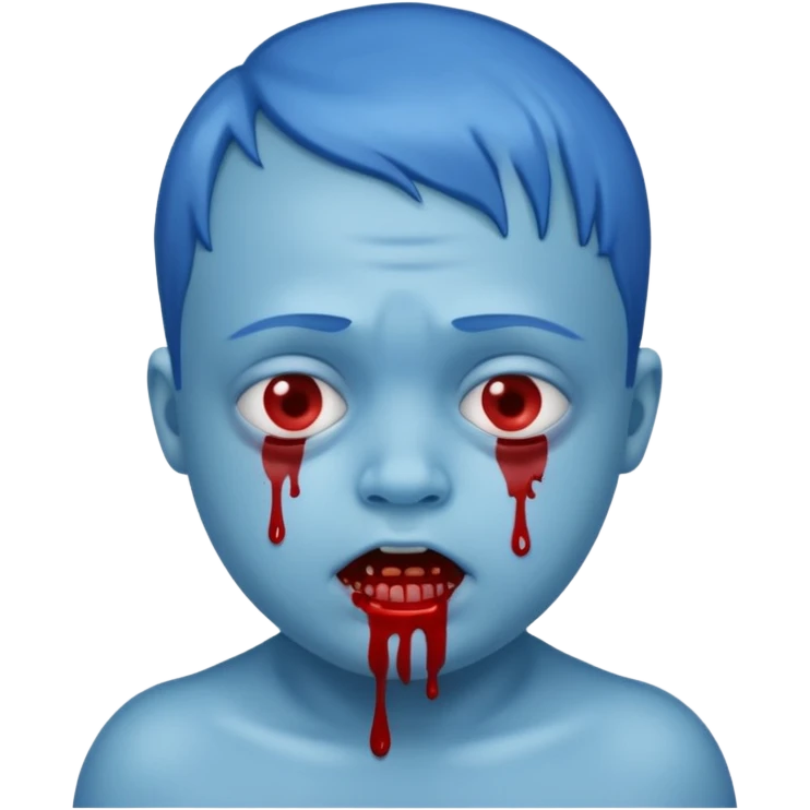 make a blue guy with down syndrome and coverd with boogers and blood emoji