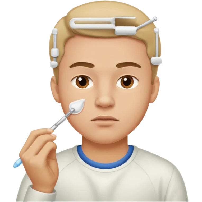 cheek swab for healthy young man, emoji