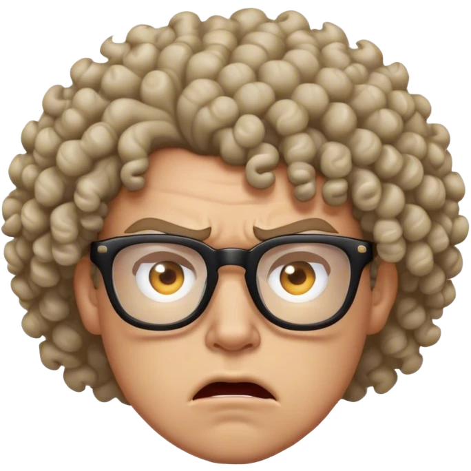 Angry curly head with glasses emoji