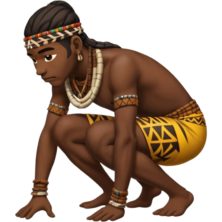african tribesman bending over and looking down emoji