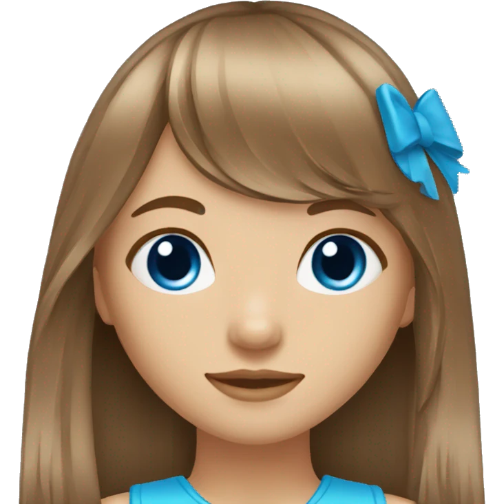 rainbow brown long hair fringe girl with blue eyes emoji