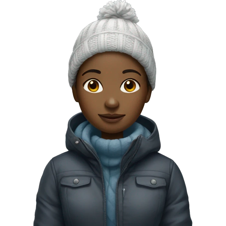 black girl wearing winter clothes emoji