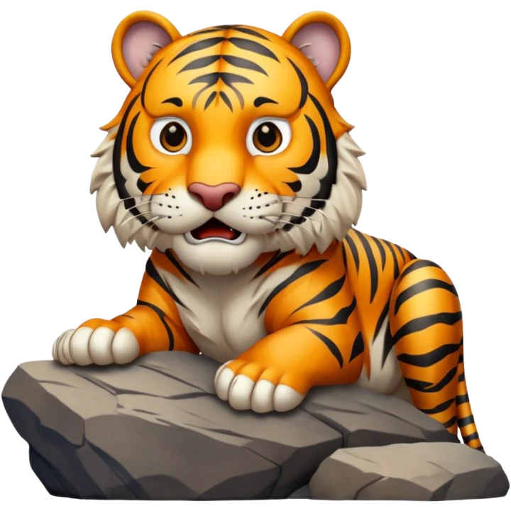 Tigre adulto feroz con la cara mas real no de caricatiraen la cima  emoji