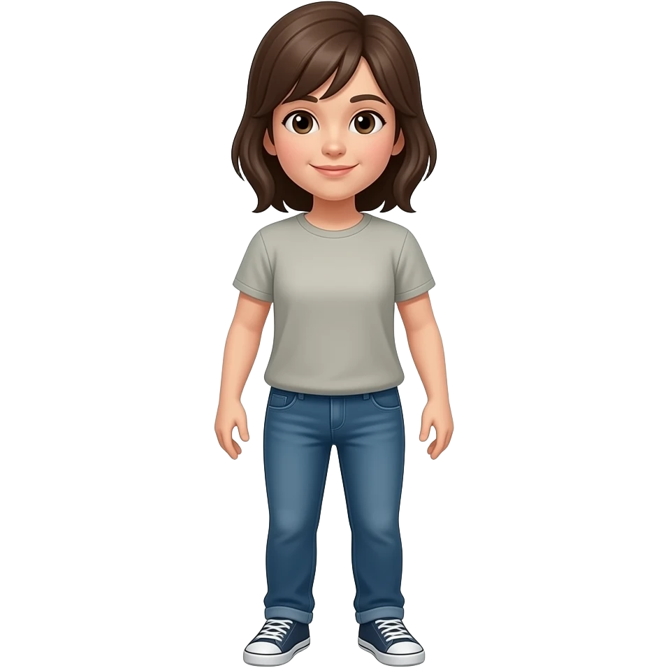 Asla un poco mas grande y que tenga un pantalon y un top. emoji