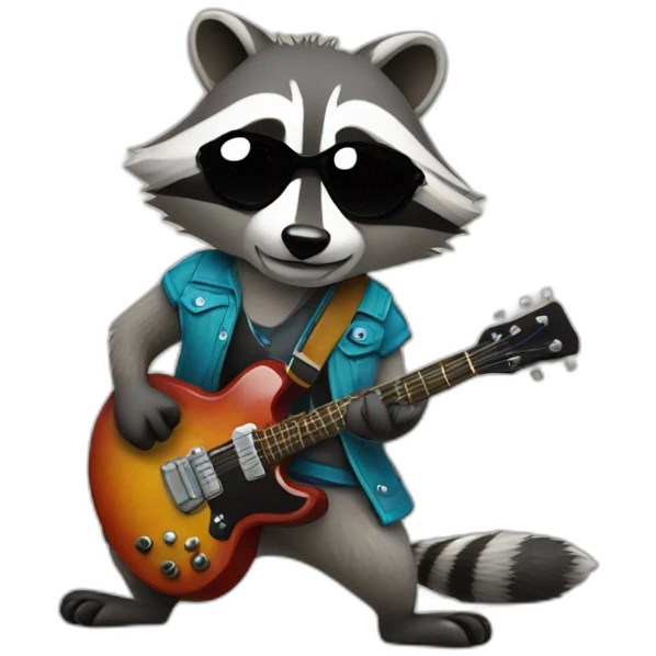 Rock and roll raccoon emoji