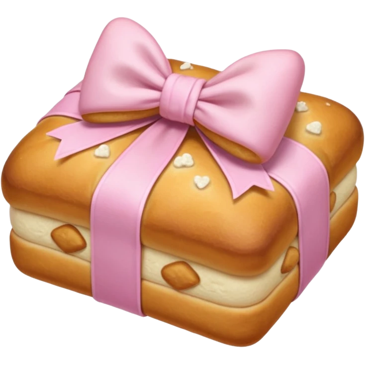 Korean salt bread with pastel pink bow emoji